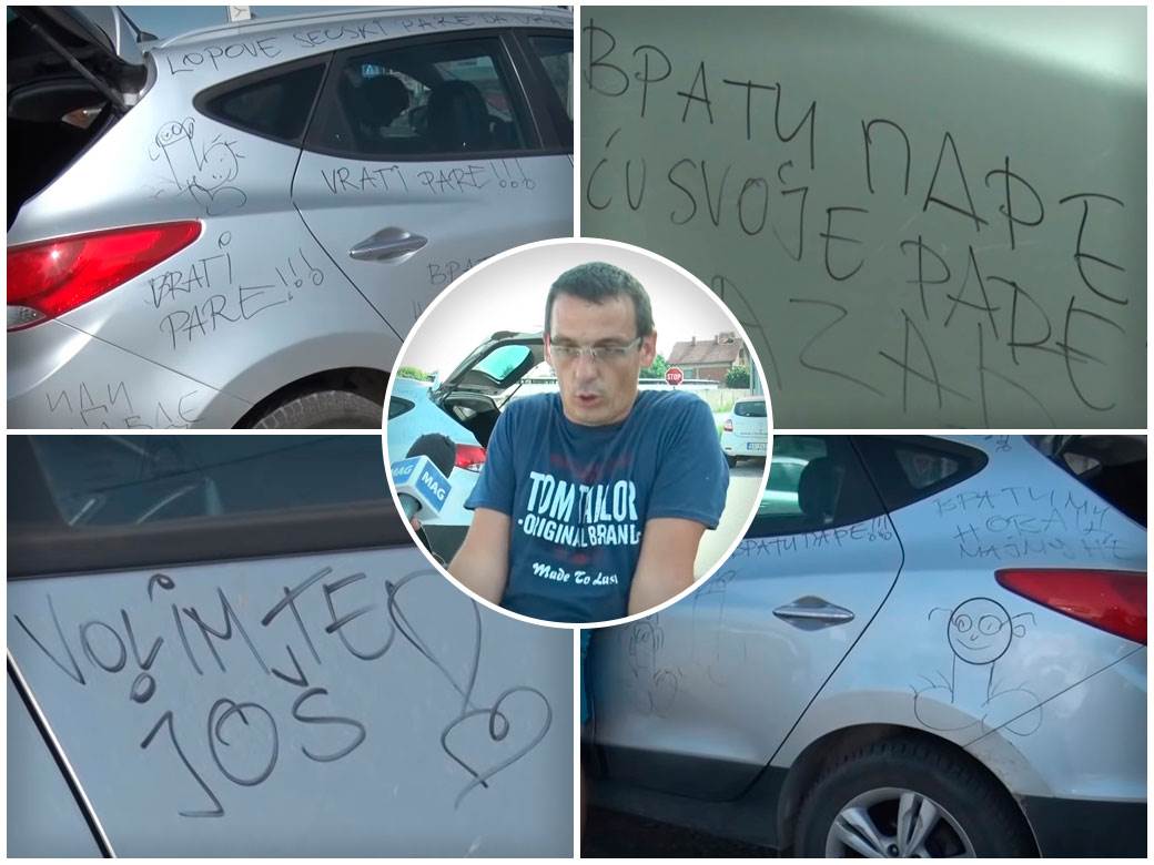  Ispisane poruke na parkiranom automobilu u Obrenovcu 