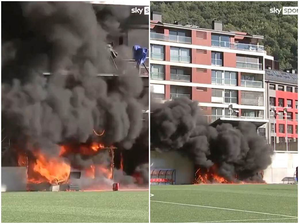  Požar na stadionu na kom igraju Engleska - Andora 