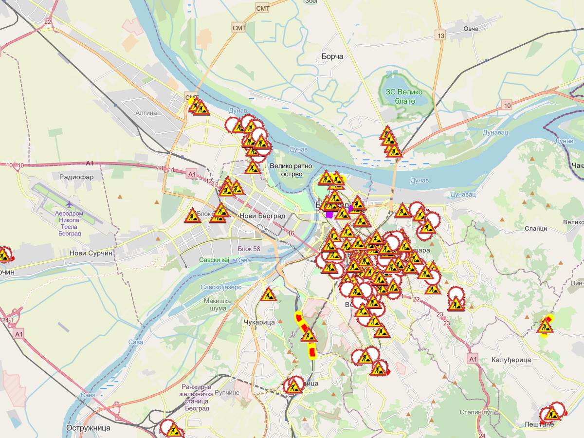  Interaktivna mapa gradilišta i zastoja u Beogradu 