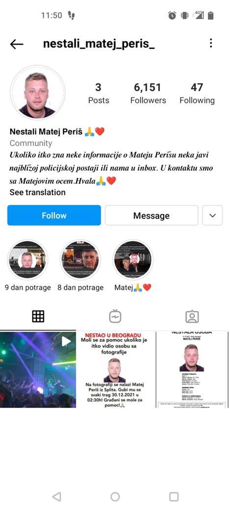 Instagram stranica za Mateja Periša 