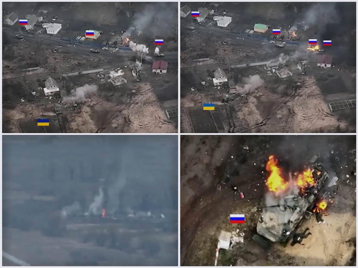  Ukrajinski tenk napada kolonu ruskih tenkova 