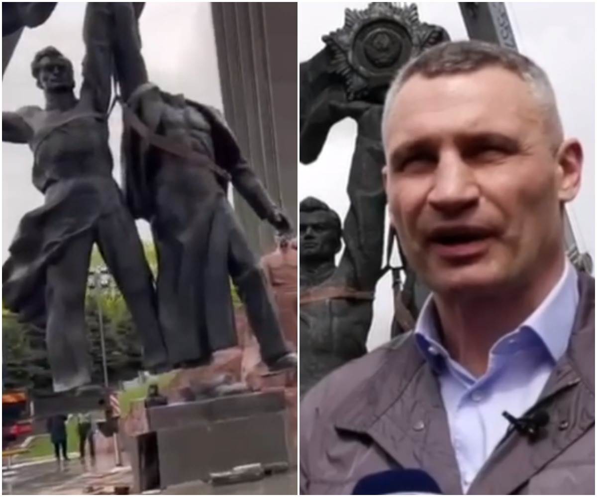  Srušen spomenik prijateljstva Rusije i Ukrajine u Kijevu 