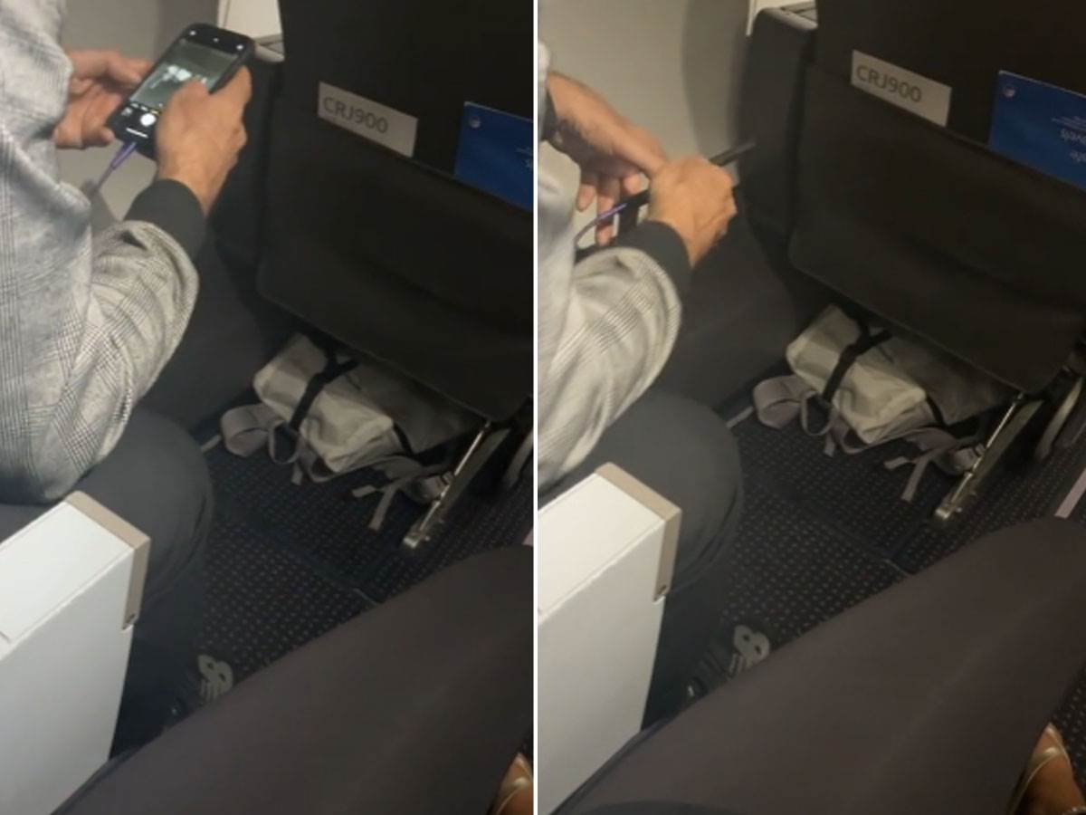  Muškarac slika ženska stopala u avionu 