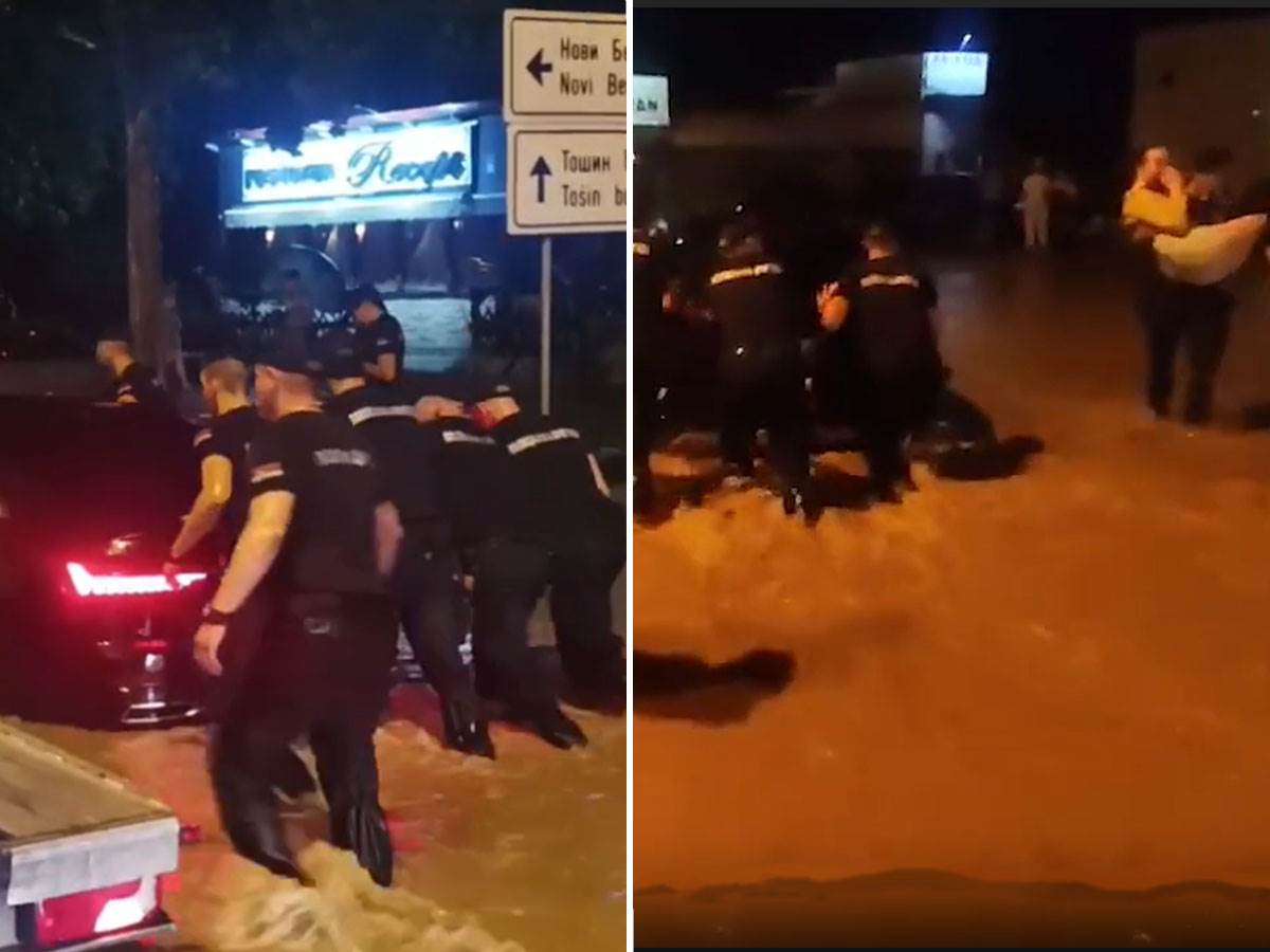  Policajci u Beogradu gurali kola kroz poplavljene ulice 