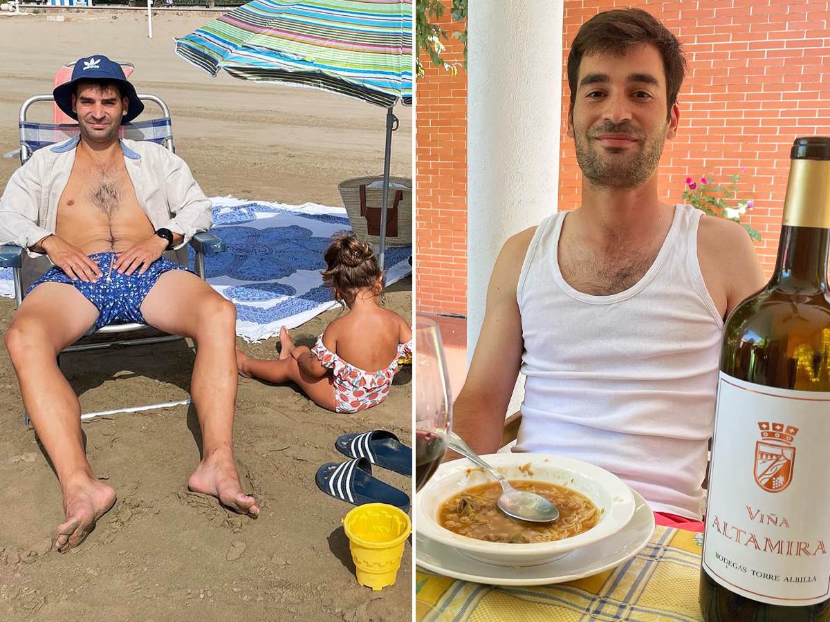  Manu Trigeros na plaži jede pasulj 