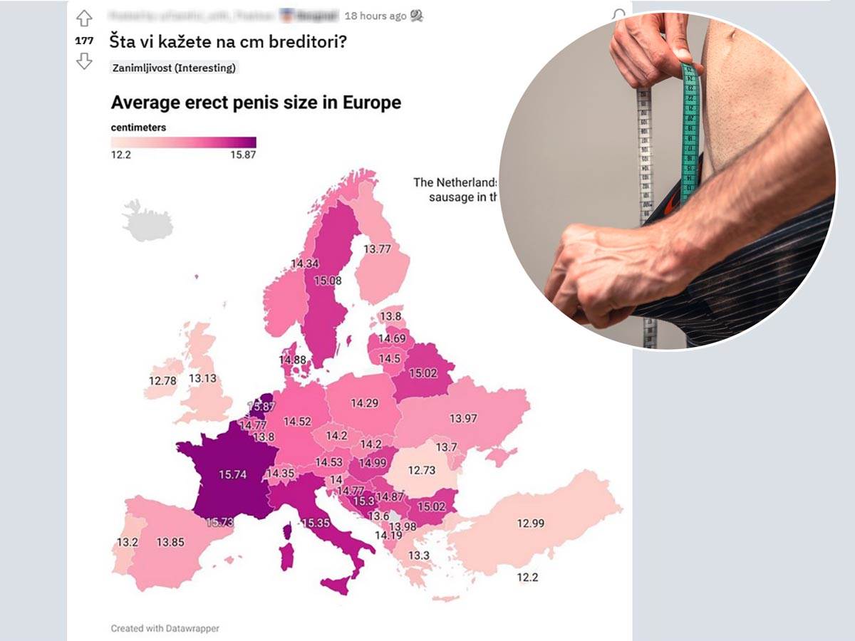  Veličina muškog polnog organa Evropa statistika  