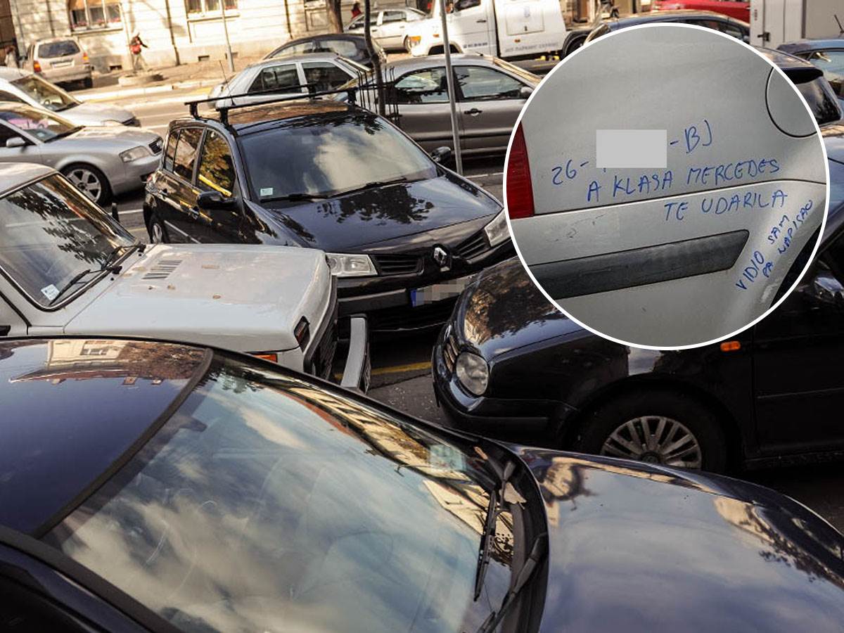  Očevidac napisao poruku na oštećenom autu 