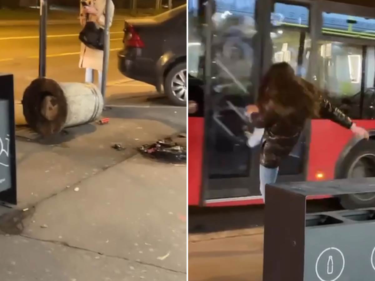  Žena šutira autobus u Beogradu 