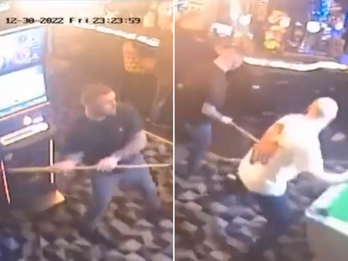  Tuča u kafiću u Engleskoj štapom za bilijar udario napadača u glavu snimak 
