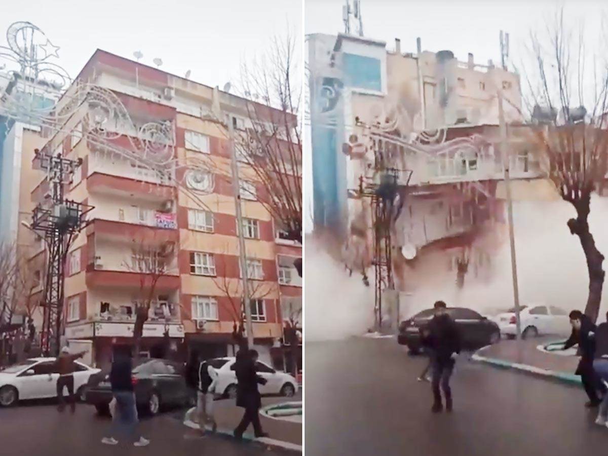  Snimak urušavanja zgrade tokom zemljotresa u Turskoj 