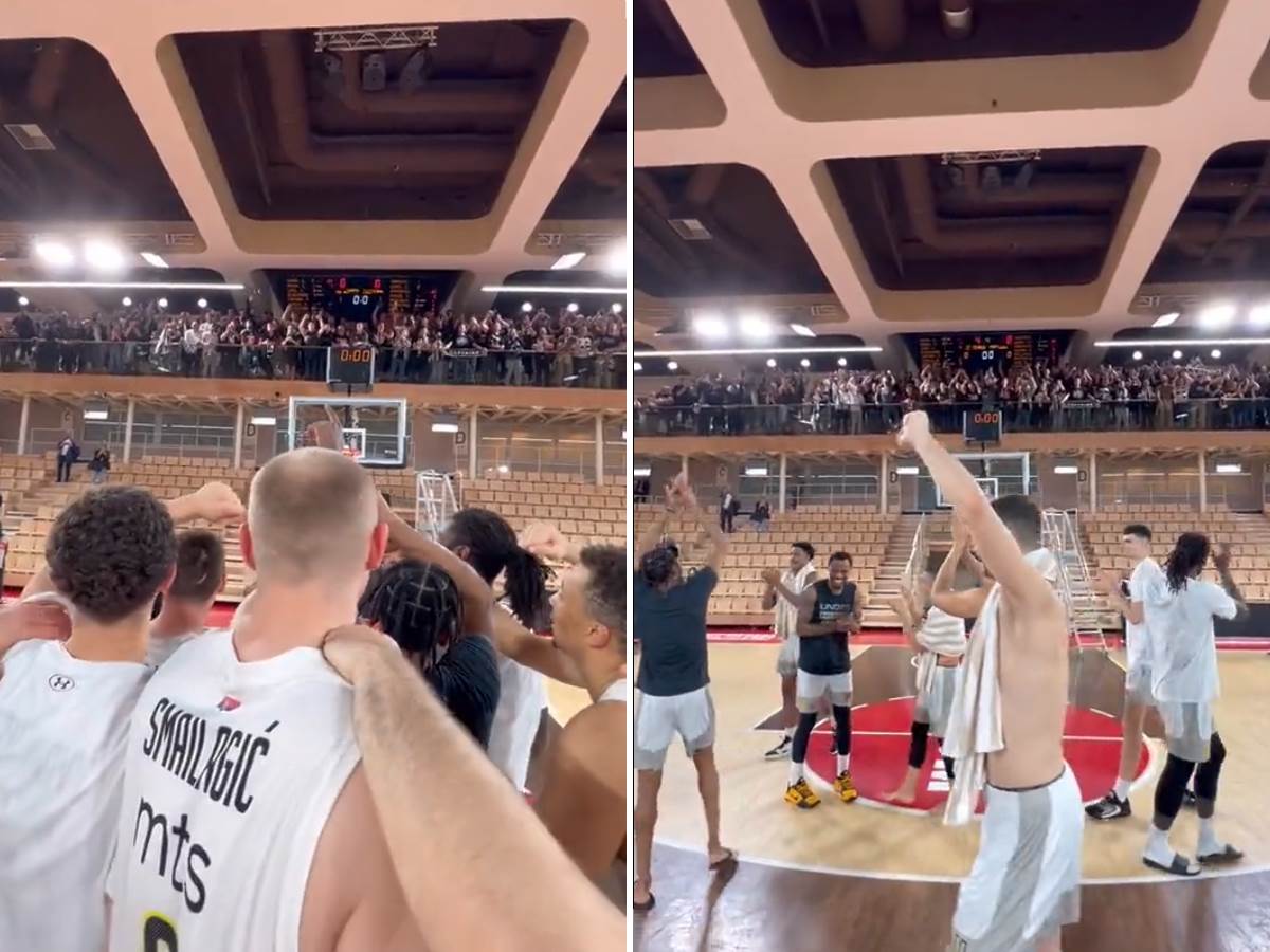  Igrači Partizana slave sa navijačima u Monaku video snimak 