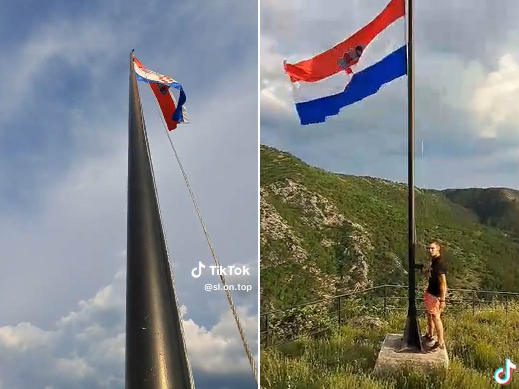  Mladići kod Knina skinuli hrvatsku zastavu i pokazali 3 prsta 
