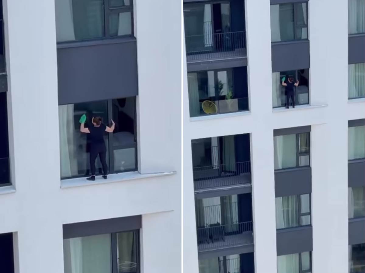  Žena briše prozore, Beograd na Vodi 