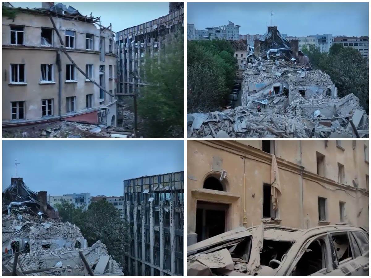  Bombardovan Lavov uništena stambena zgrada stradala 4 civila 