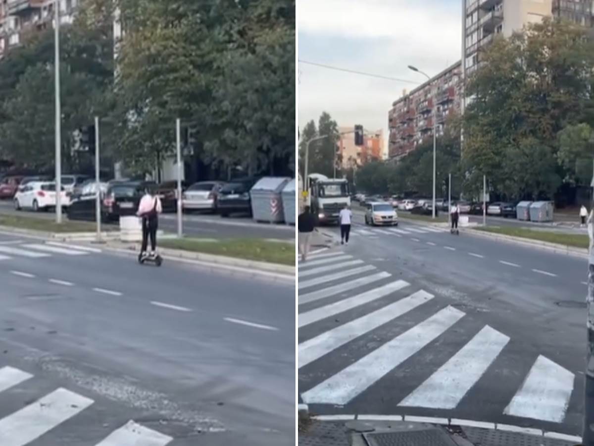  Devojka vozi trotinet u kontra smeru u Beogradu 