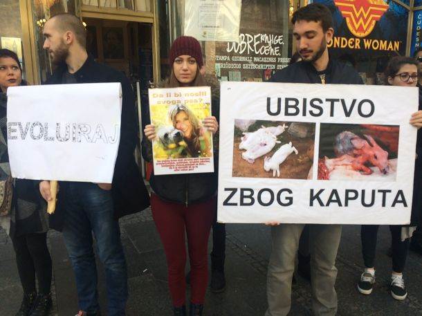 Protest protiv uzgoja životinja radi nošenja krzna 