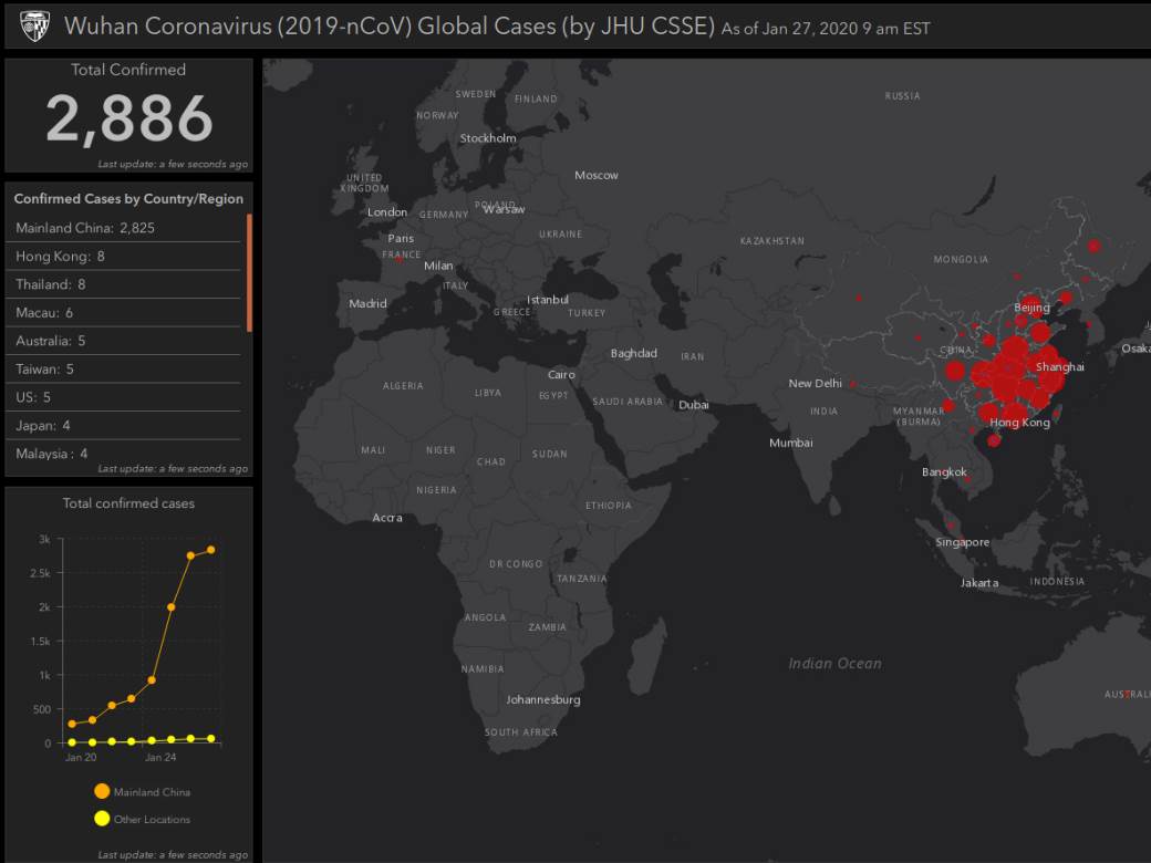  Mapa koja prati širenje smrtonosnog koronavirusa u svetu 