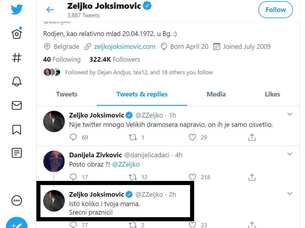  Željko Joksimović vređa na Tviteru 