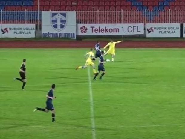  Balša Sekulić Crna Gora gol sa pola terene, gol sa centra, Rudar - Podgorica 0:3 VIDEO 