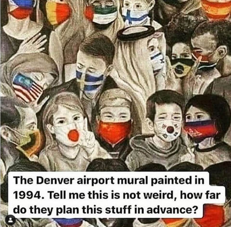  Denver aerodrom mural zaštitne maske korona virus teorije zavere video 