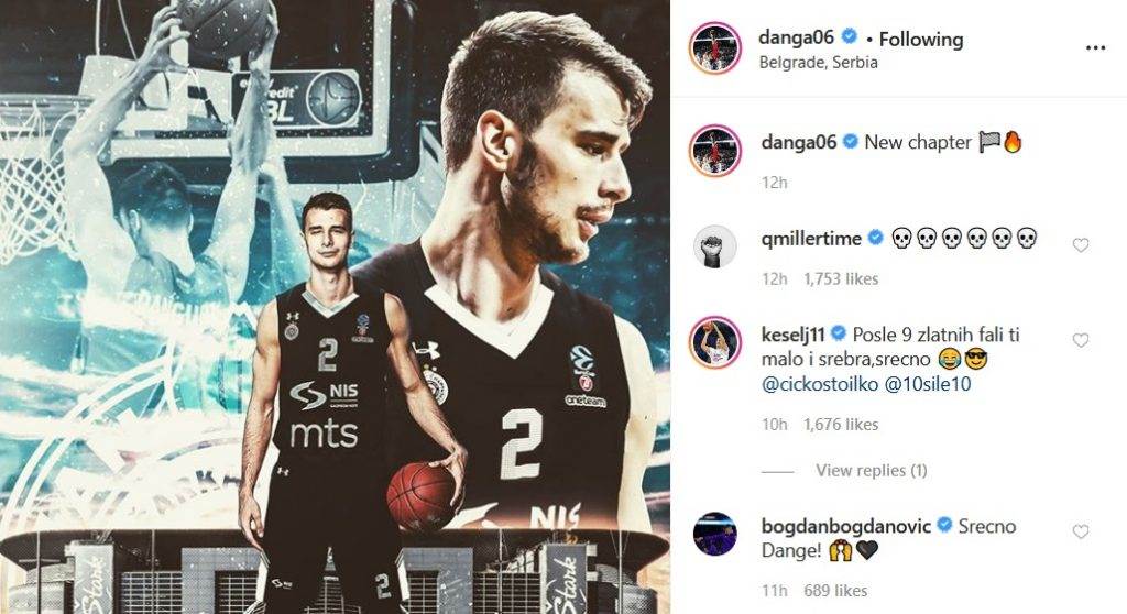  Nemanja Dangubić KK Partizan Instagram Marko Kešelj Kvinsi Miler Luka Mitrović Bogdan Bogdanović 