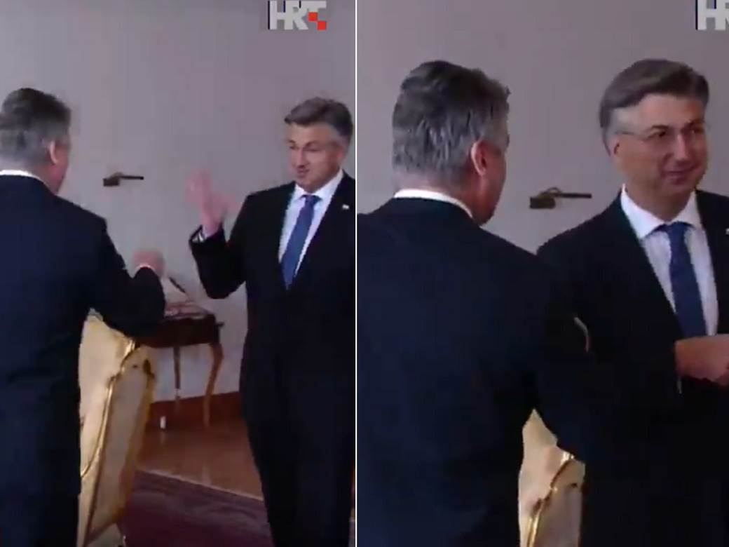  Hrvatska Milanović Plenković predsednik premijer rukovanje pozdrav lakat 