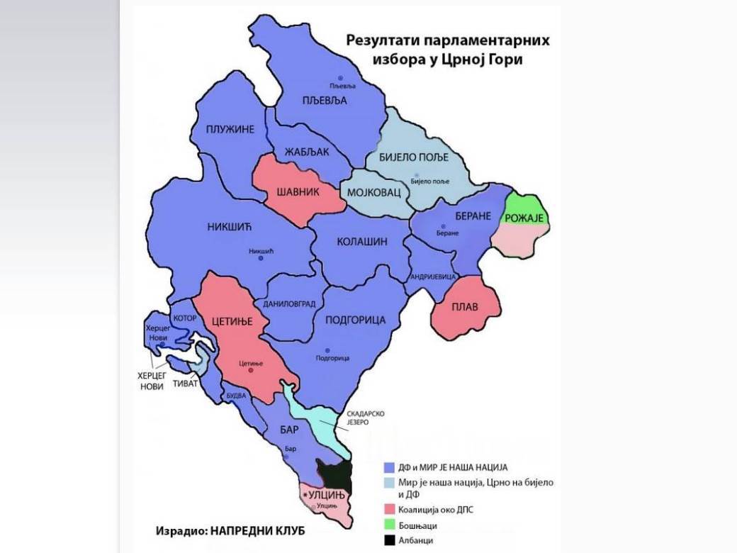   izbori crna gora opozicija opštine pobeda karta 