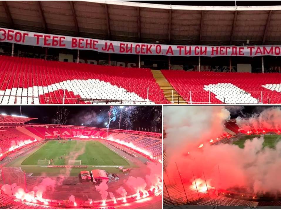  Trening FK Crvena zvezda navijači Delije bakljada goreo stadion VIDEO 
