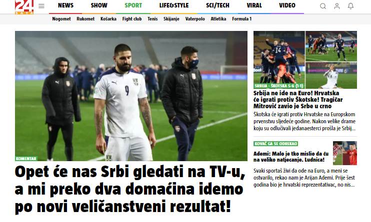  hrvatski mediji srbija skotska baraz evropsko prvenstvo 
