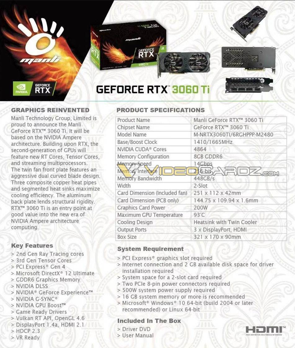 GeForce NVIDIA RTX 3060 Ti specification (mobile)