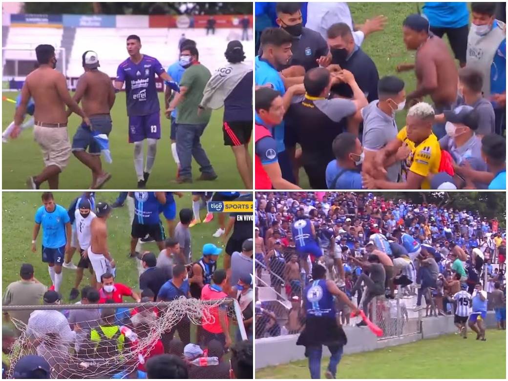  tuca u boliviji navijaci tukli fudbalere na terenu bluming strongest video snimak 