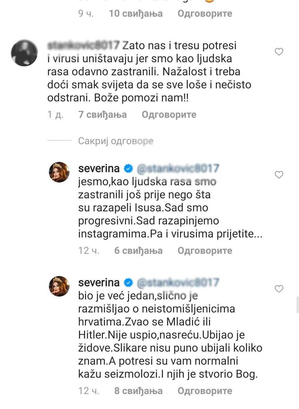  severina instagram komentari ratko mladic hitler foto 