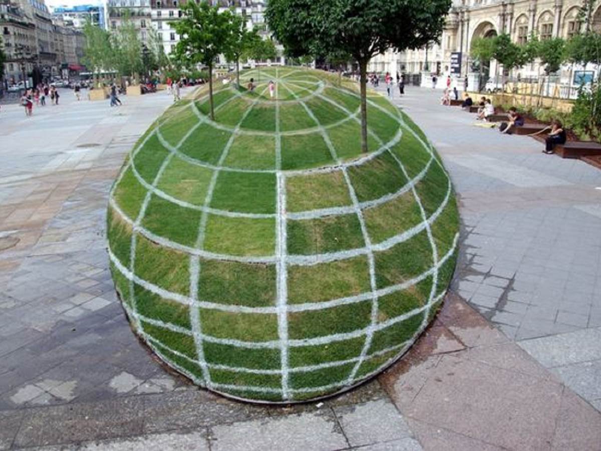 opticka iluzija park pariz zelena lopta 