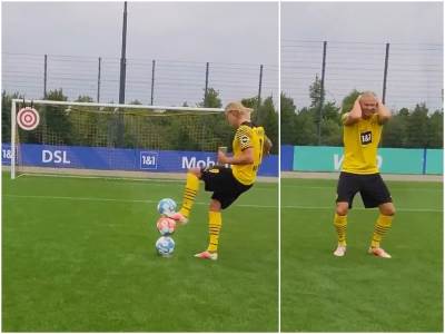  Erling Holand pogađa metu u golu sa 3 lopte VIDEO 