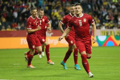  Luka Jović posle gola za Srbiju protiv Švedske 