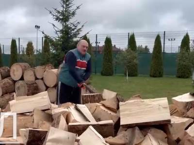  Snimak Lukašenka kako cepa drva 