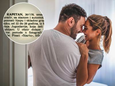  Ljubavni oglas za traženje partnera u Jugoslaviji 