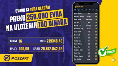  Mozzartov junak osvojio 250.000 evra na 100 dinara! Mislio sam prvo da je 29.000, ne 29.000.000 