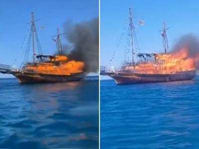  Snimak požara na brodu u Grčkoj 