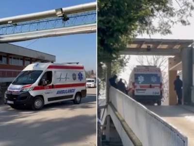  snimci ispred bolnice u Čačku nakon eksplozije i požara u vojnoj fabrici Milan Blagojević u Lučanima 