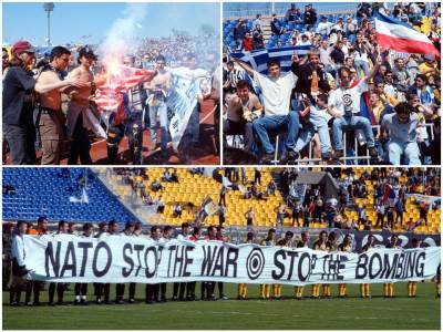  partizan aek 1999 bombardovanje utakmica nato jugoslavija paljenje zastava amerika 